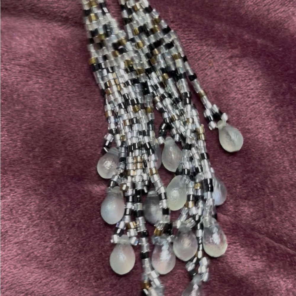 Chic Multicolor Beaded Fringe Drop Earrings - Picture 3 of 4